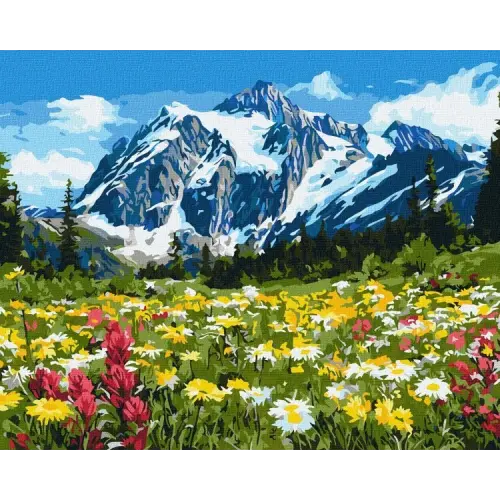 Картина за номерами - Квіткове поле серед гір ©art_selena_ua