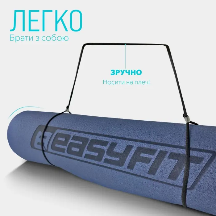 Коврик для йоги и фитнеса EasyFit TPE+TC 6 мм двухслойный синий-голубой