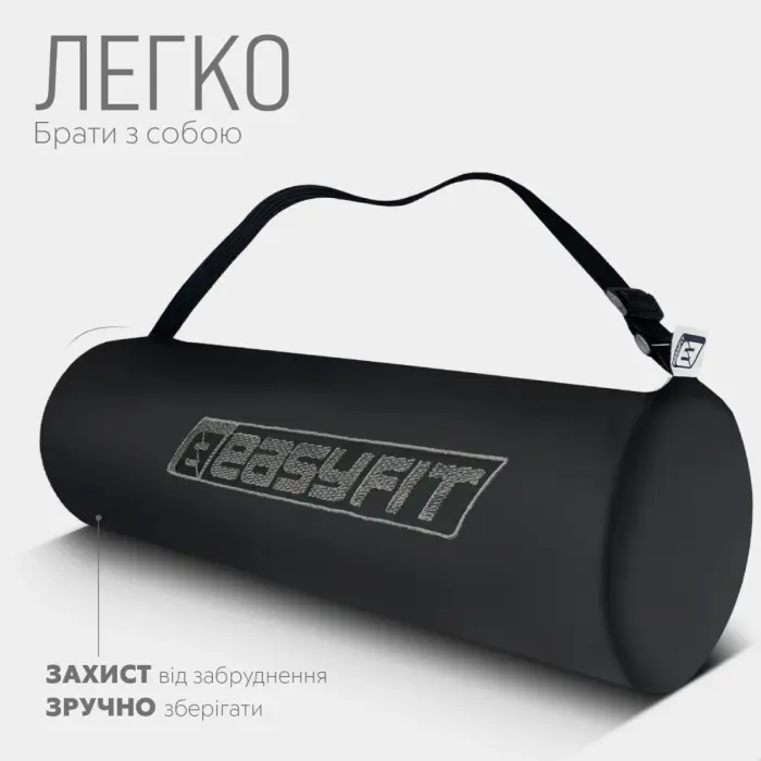 Килимок для йоги та фітнеса EasyFit TPE+TC 6мм двошаровий + Чохол чорний з червоним
