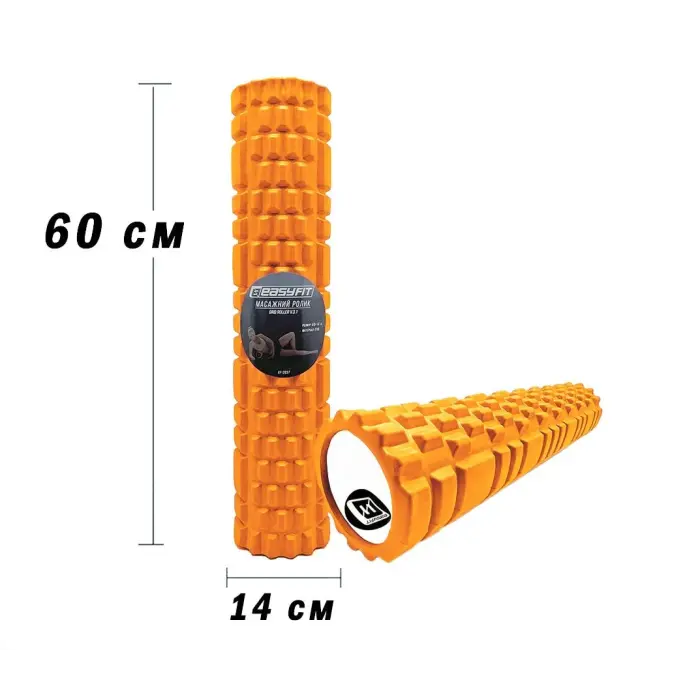 Массажный роллер EasyFit Grid Roller 60 см v.3.1 оранжевый