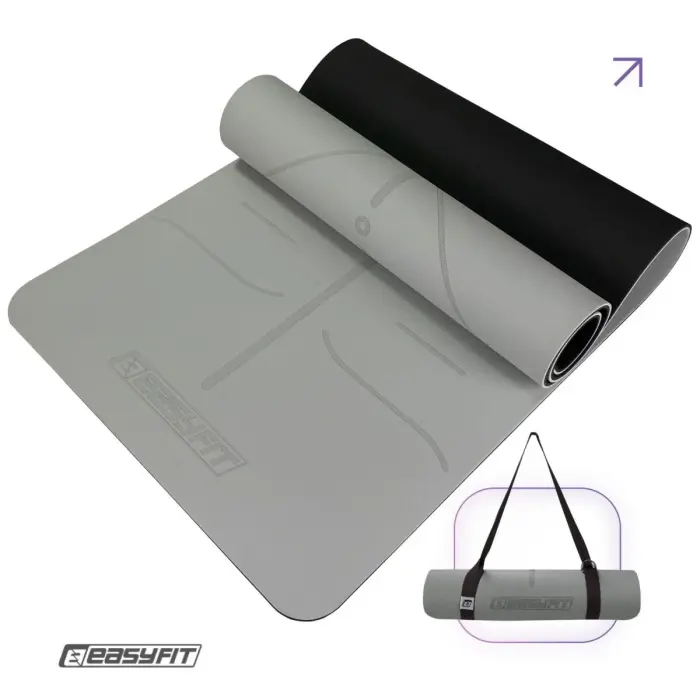 Килимок для йоги та фітнесу EasyFit Polarity stone з ремнем