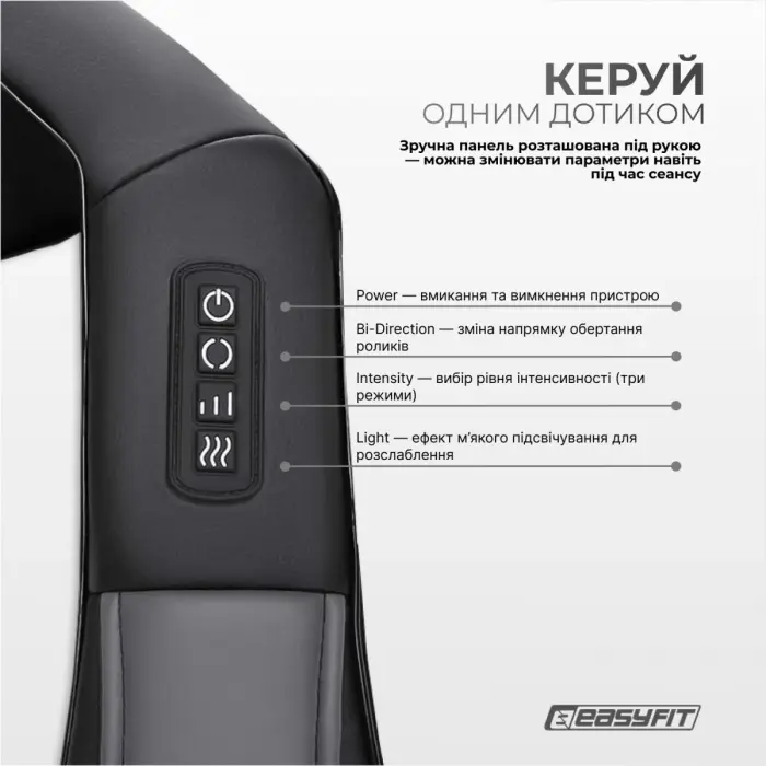 Масажер для шиї EasyFit Shiatsu (роликовий шиацу-масаж плечей і тіла)