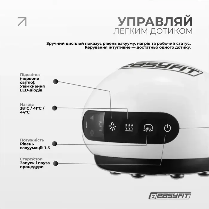 Вакуумный массажер для тела EasyFit CupPro: банка с прогревом и ИК-светом