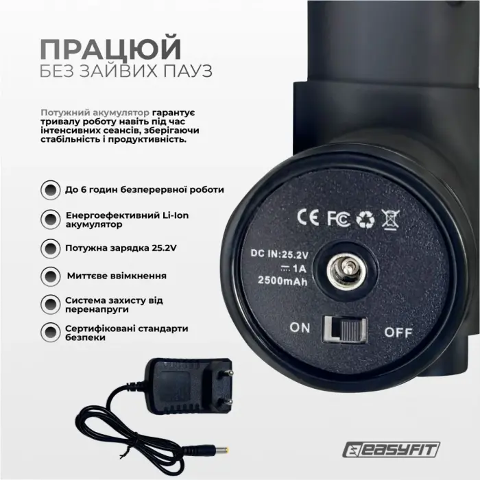 Перкуссионный вибромассажер Easyfit UltraGun 13 насадок