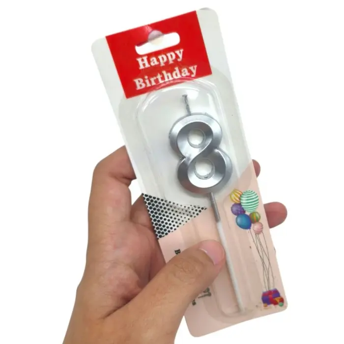 Свеча-цифра "6" металлик 5 см (микс цветов), 1 шт