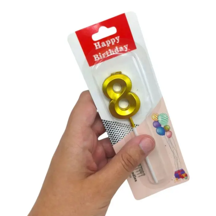Свеча-цифра "6" металлик 5 см (микс цветов), 1 шт