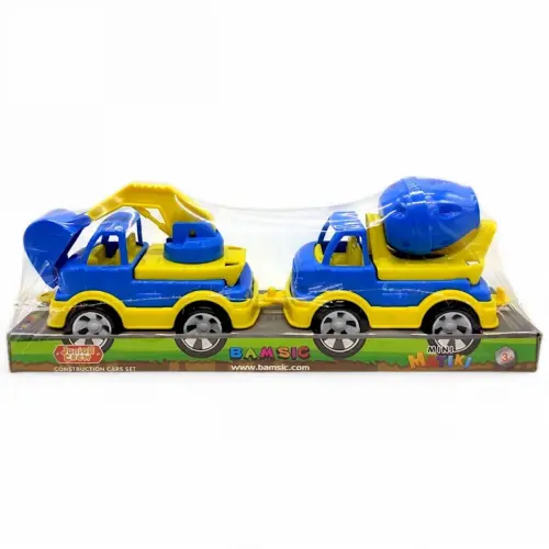 Набір пластикових машинок "Mini Matiki" (бетонозмішувач, екскаватор) жовтий