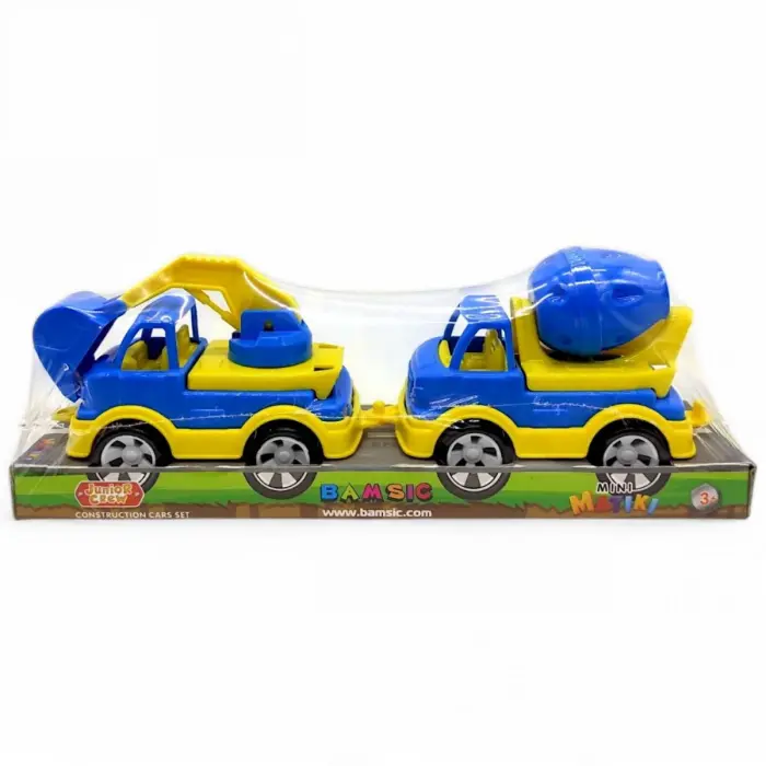 Набор пластиковых машинок "Mini Matiki" (бетономешалка, экскаватор) желтый