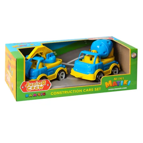 Mini Matiki коробка 2 (бетонозмішувач, екскаватор) Набір дитячий, BAMSIC (ЖОВТО-БЛАКИТНИЙ)