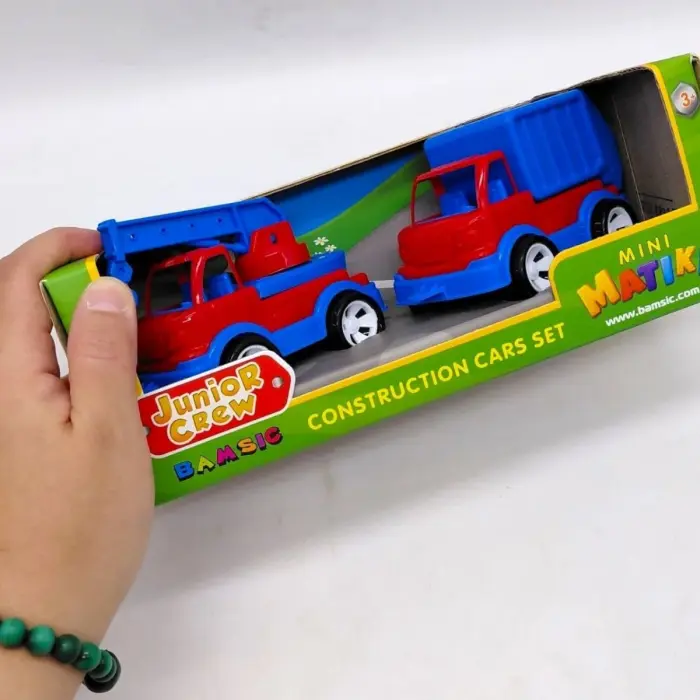 Mini Matiki коробка 2 (кран, сміттєвоз), Набір дитячий BAMSIC (ЧЕРВОНО-СИНІЙ)