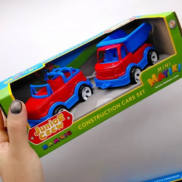 Набір дитячий "Mini Matiki" коробка (позашляховик, вантажівка) ЧОРНО-ЧЕРВОНИЙ