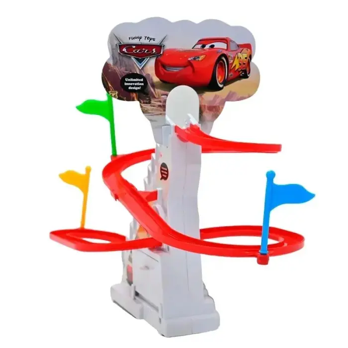 Трек Cars автоматический подъем, звуки, мелодия, подсветка, 3 машинки
